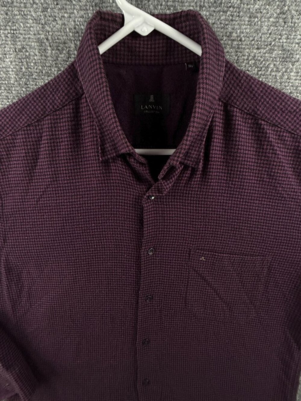 Lanvin Button Up Shirt Long Sleeve Size 105 (large) Purple Houndstooth Flannel